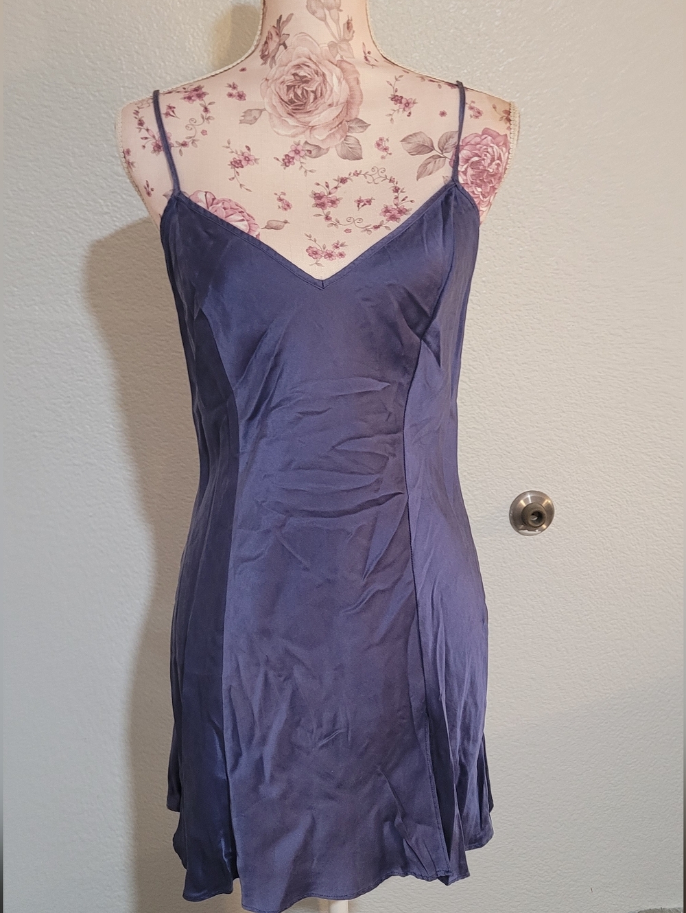 Women's 100% Silk Slip Dress - Navy